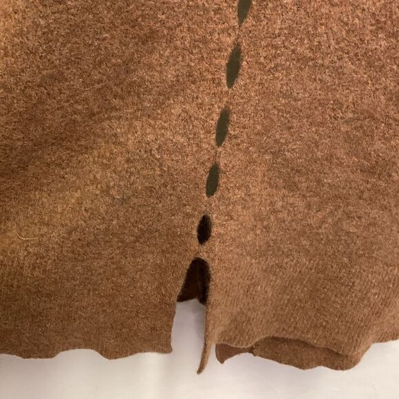Banana Republic Brown Wool Blend Diamond Cutout Open Front LS Cardigan Size M - Picture 9 of 13